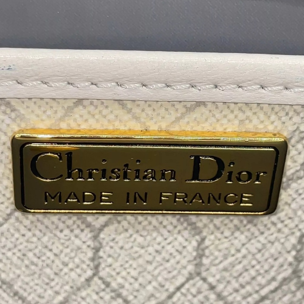 Auth Christian Dior Honeycomb Leather Gray Shoulder bag W/Box - Picture 15 of 15